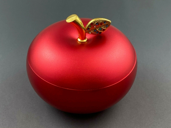 Apfel Aschenbecher Windascher mit Deckel rot